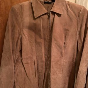 Relativity Tan Zip Front Suede Jacket